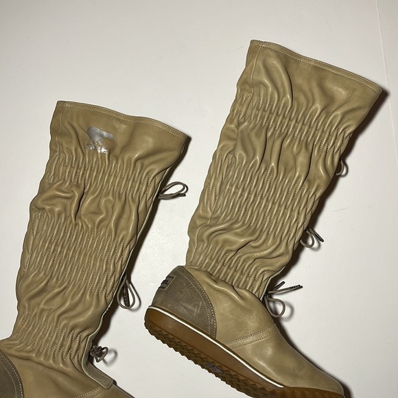 Sorel “Firenzy” Tall Ruched Tan Leather Boots - Women’s Size 5 - Picture 7 of 9